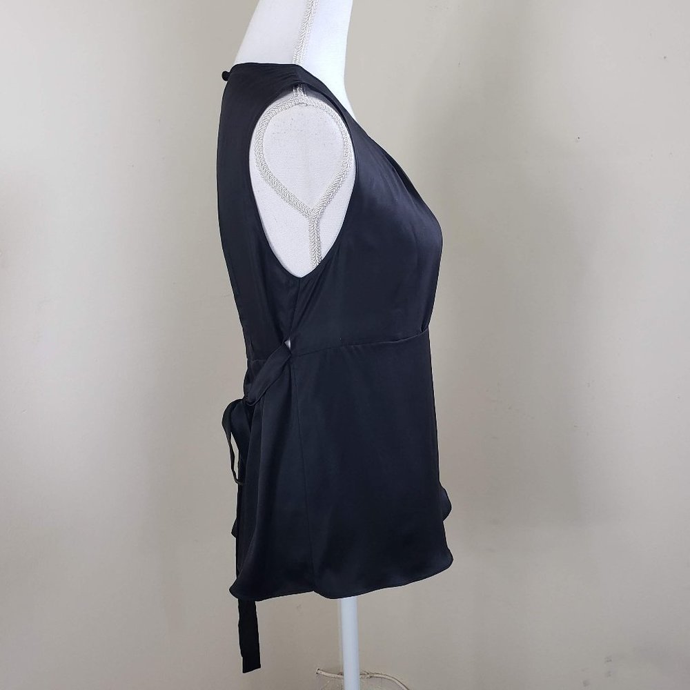 Tree Sash Tie Sleeveless Silk Blouse Black Size XS - Picture 4 of 9